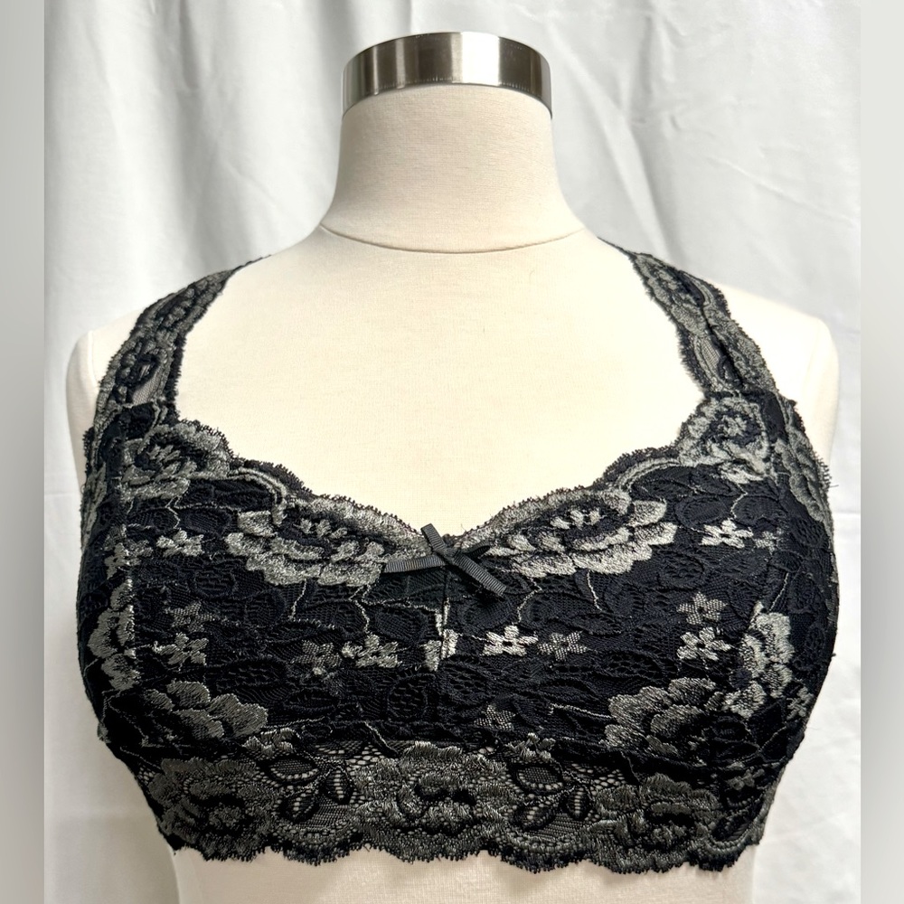 Full Coverage Bralette Cross back XXL Black & White
